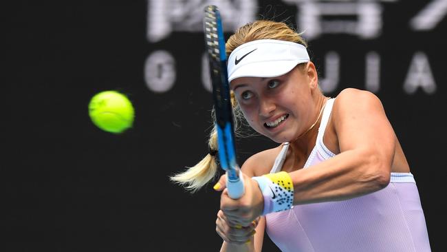 Russia’s Anastasia Potapova did manage to steal a break off Williams in the second set, but was largely overawed by the champ. Picture: AFP