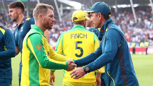 David Warner and coach Justin Langer fell short of the final. Pic: Getty Images