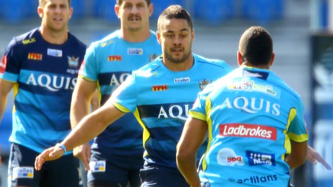 Titan's newest recruit Jarryd Hayne attending his first training session. Photo: David Clark