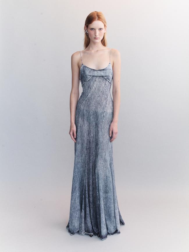 A denim dress from Courtney Zheng.