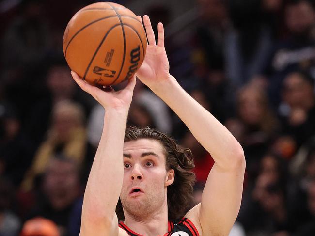 Josh Giddey of the Chicago Bulls shoots a three pointer against the Denver Nuggets during the second half at the United Center on January 27, 2025 in Chicago, Illinois. Picture: Getty