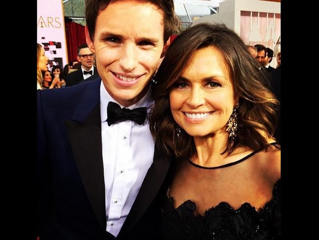 Lisa Wilkinson at the Oscars 2015 via Instagram, “The extremely talented Eddie Redmayne! #Oscars2015 #Oscars #EddieRedmayne #love #Today9”