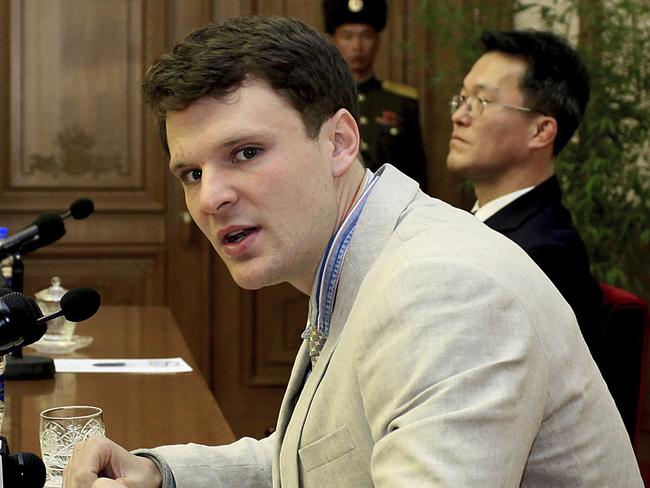 North Korea has released American student Otto Warmbier. Picture: AP Photo/Kim Kwang Hyon, File