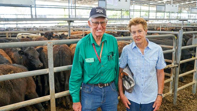 Tim and Leal Squire-Wilson, Clarkfield, sold 84 mixed sex Angus weaners at Yea. Picture: Rachel Simmonds