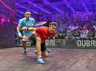 Australia's best male squash player Cameron Pilley powers past Mohamed ElShorbagy in the PSA World Series Finals. Picture: Contributed