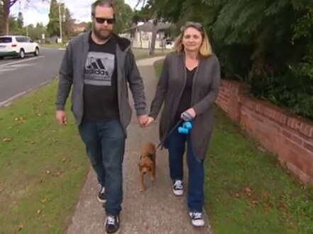 Nick and Lorraine Gooden walking near the crash scene on Pringle Ave, Belrose. Picture: Channel 9