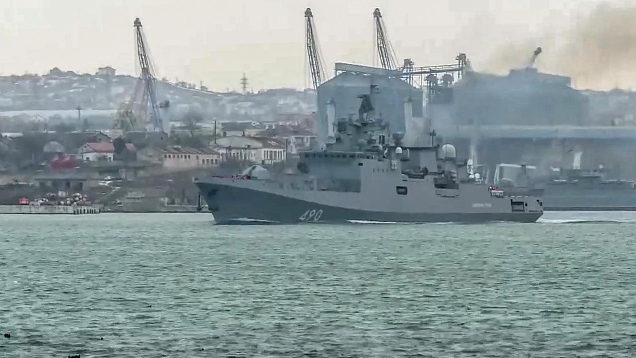 Russian warship during the Black sea naval exercises last week. Picture: Handout/Russian Defence Ministry/AFP