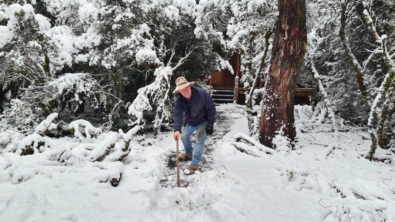 Brian Lowe maintenance manager at Cradle Mountain Highlanders. Snow at Cradle Mountain Highlanders at Cradle Mountain. Picture: Goon Joon Kim