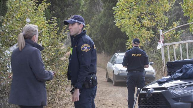 Police at Native Corners Road, Campania. Picture: Chris Kidd