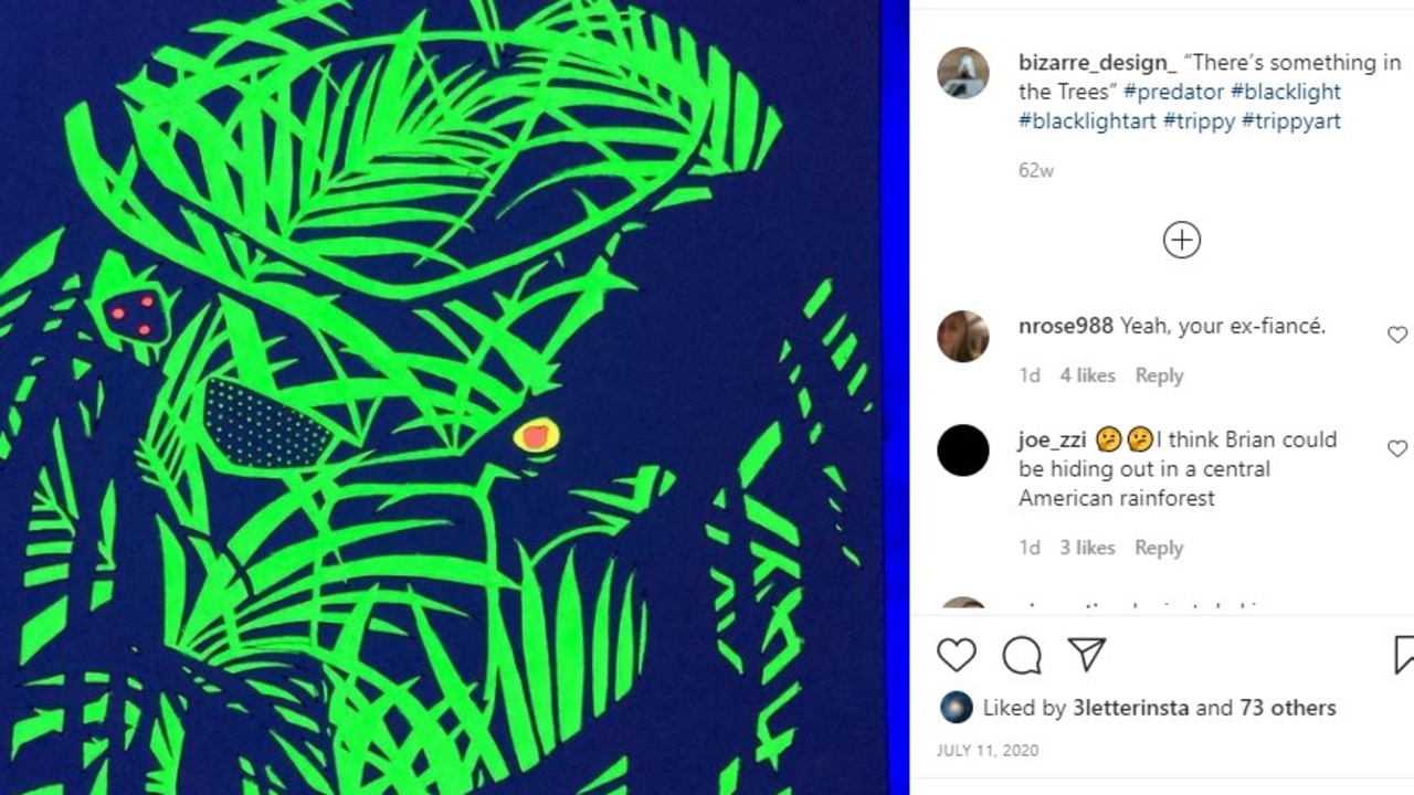 Alongside this drawing of Predator, an Instagram user has posted ‘I think Brian could be hiding out in a central American rainforest’.