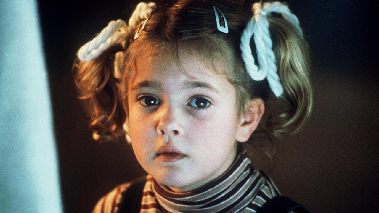 Seven-year-old Drew Barrymore in scene from E.T. Picture: Supplied.