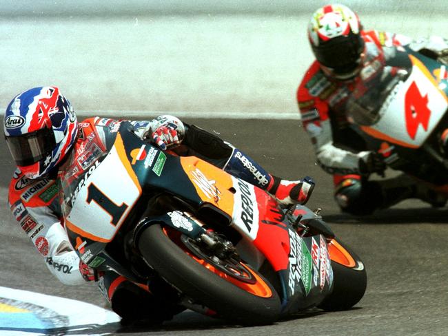 Mick Doohan and Alex Criville in 1996. Pic: Pascal Rondeau/ALLSPORT