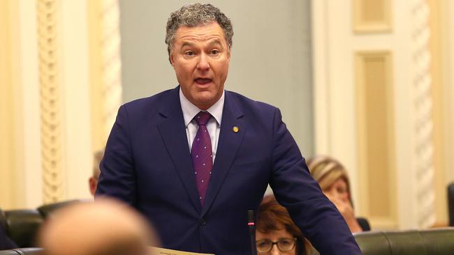 MP John-Paul Langbroek speaks during Question Time in Parliament House in Brisbane.(AAP Image/Jono Searle)