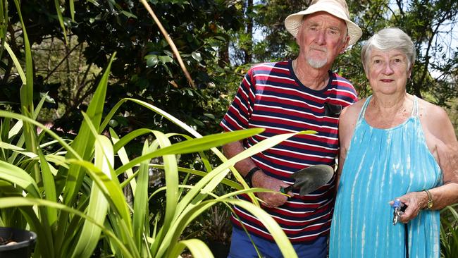 Elizabeth and John Denham. A pharmacist pulled a tick from her neck with tweezers and she later collapsed and blood pressure dropped through the floor. Picture: Martin Lange