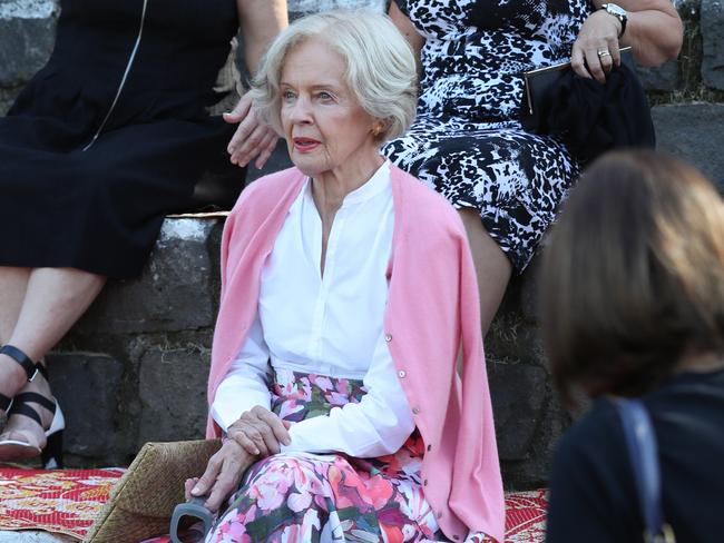 Chloe's mother, Quentin Bryce, watches on at the launch of Chloe's cookbook, The Secret Ingredient, in Melbourne, Monday, April 2, 2018. (AAP Image/David Crosling) NO ARCHIVING