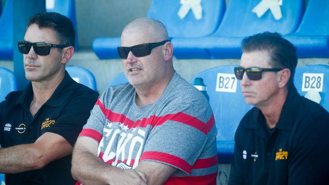 Fittler and Alexander with Michael Stewart, father of Jaylan. Picture Danielle Smith