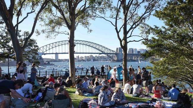Spectators at Mrs Macquarie's Point for the New Year's Eve celebrations last year. Picture: NCA NewsWire / Flavio Brancaleone