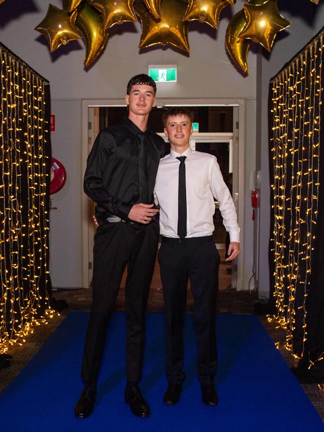 Lewis Robbins and Joshua Alber at the Year 12 School formals of Darwin High School at Darwin Convention Centre, Darwin. Picture: Pema Tamang Pakhrin.