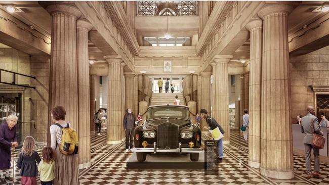 An artist impression of the interior of a proposed Adelaide Museum of South Australia’s History as part of the Freemasons Keystone Tower. Picture: Supplied