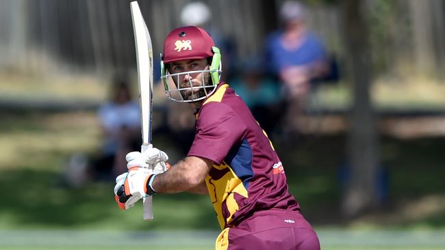 International superstar Glenn Maxwell in action for Fitzroy Doncaster. Picture: Steve Tanner