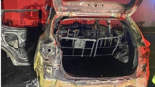 The MG hatch was found engulfed in flames at St Agnes. Picture: SA Police