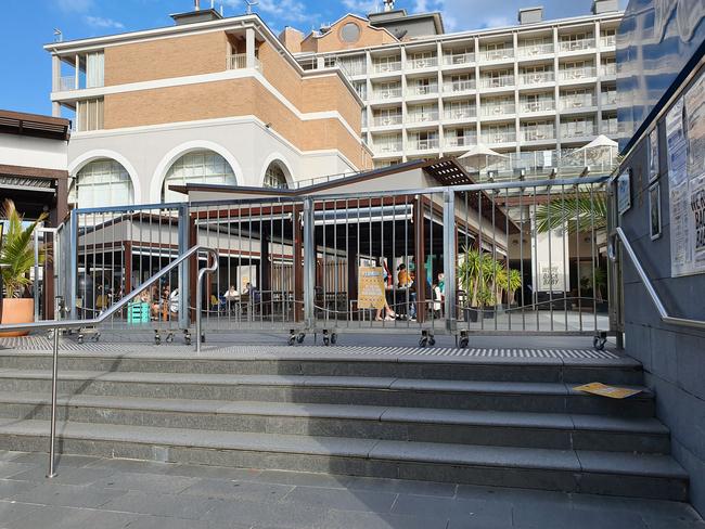 The main access to the Florida Beach Bar in Terrigal is gated to prevent crowds. Picture: Fiona Killman