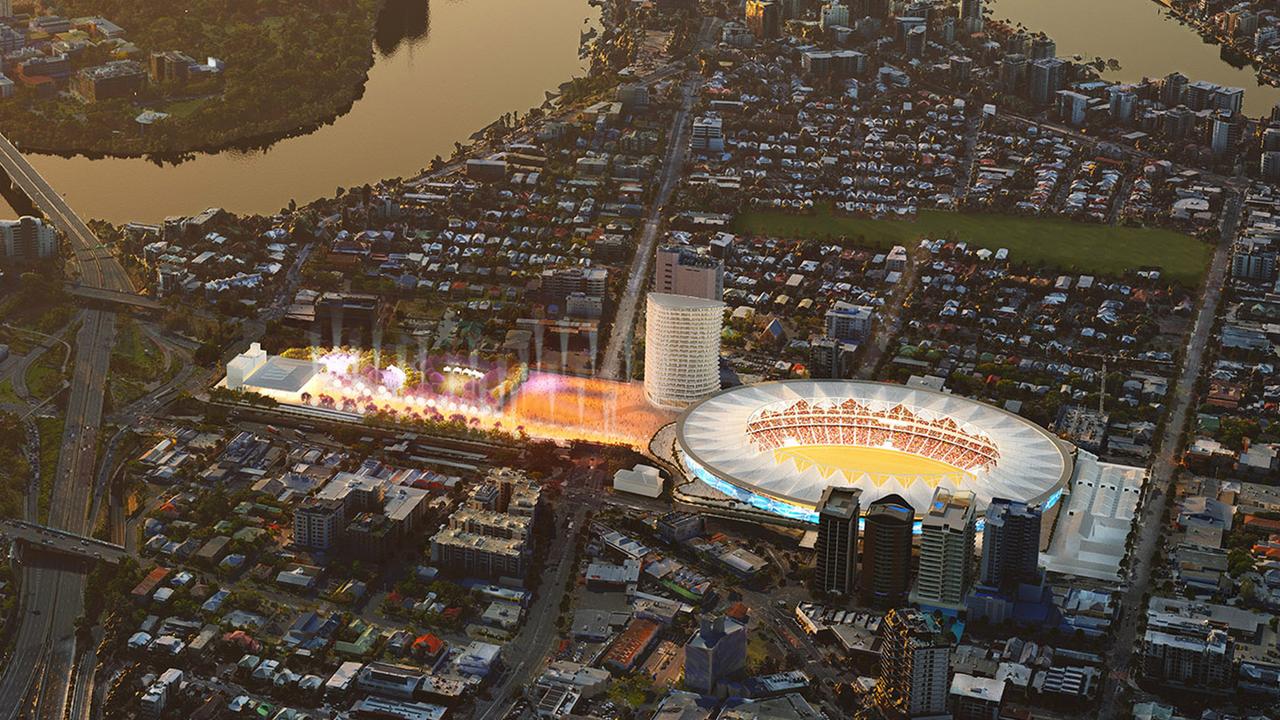 An artist’s impression of the proposed Gabba redevelopment, which would form part of the bid if approved by the jointly formed authority.