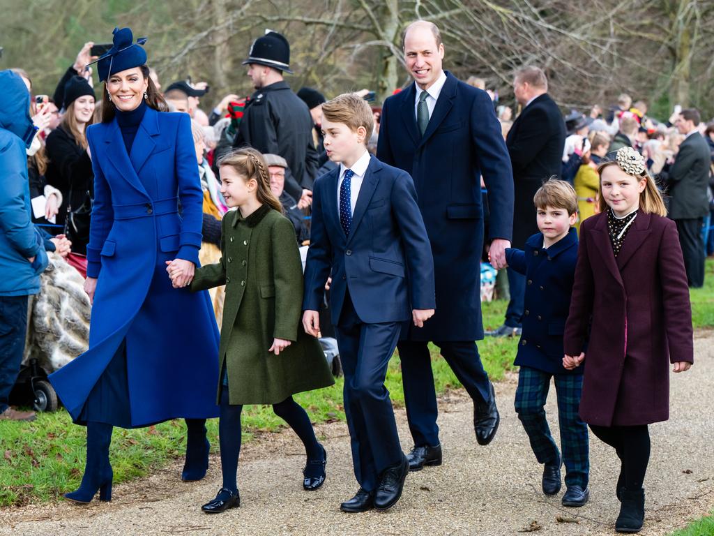 Kate, William, and their kids on Christmas Day – her last public outing before the health announcement. Picture: Samir Hussein/WireImage