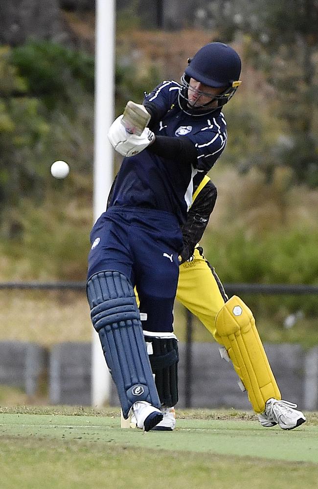 Whack: Patrick Nagel batting for Rosebud. Picture: Andrew Batsch