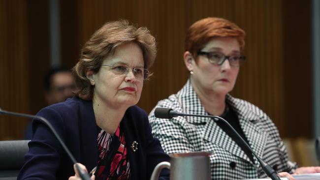 DFAT Secretary Frances Adamson and Minister for Foreign Affairs Marise Payne. Picture: Kym Smith