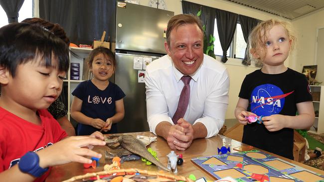 Premier Steven Miles visits children at the C&amp;K Glenmore Community Kindergarten in Rockhampton. Picture: Adam Head