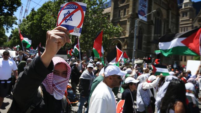 The Melbourne rally started at the State Library before moving to Flinders Street Station and finished at Parliament House. Picture: NCA NewsWire /Brendan Beckett