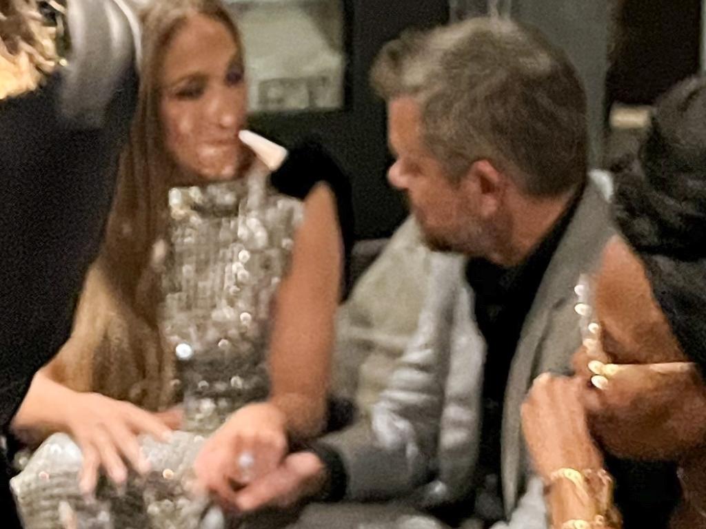 Jennifer Lopez has an intimate chat with Ben Affleck's best friend, Matt Damon at the after-party for their movie ‘Unstoppable’. Picture: BACKGRID