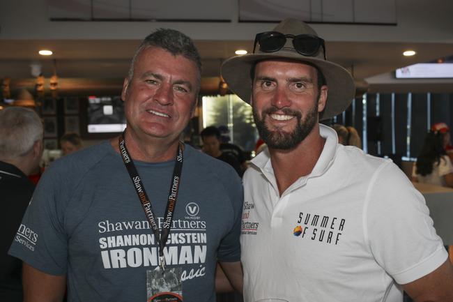 <p>Malcolm Cameron and Nick Rodger. The Pulse for Shaw and Partners Shannon Eckstein Ironman Classic awards evening at Northcliffe Surf Lifesaving Club Saturday the 11th of February. Picture: Marcelo Lang</p>