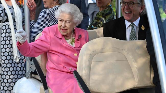 The Queen is given a tour of the Chelsea Flower Show in London on Monday. Picture: AFP