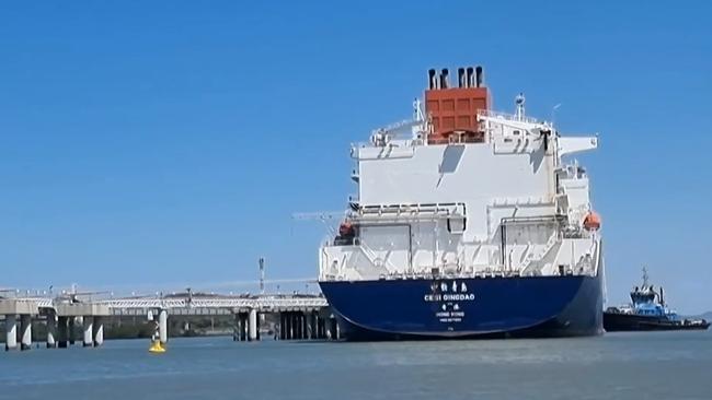 Hong Kong LNG tanker Cesi Qingdao pictured stranded at the Gladstone Harbour.