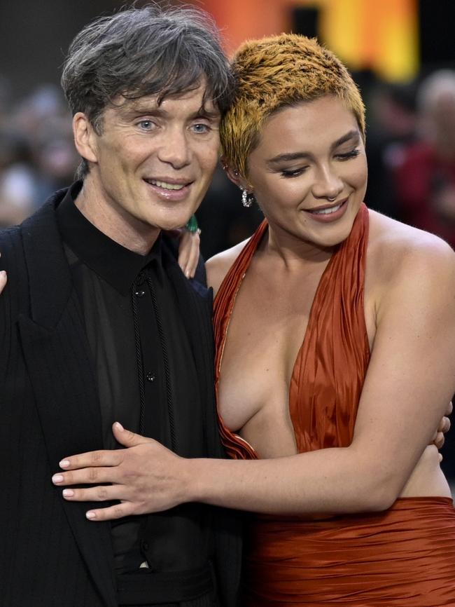 Florence Pugh wore a daring number to the Oppenheimer UK premiere. Picture: Gareth Cattermole/Getty Images