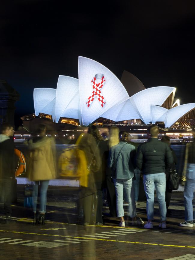 This projection to honour slain paramedic Steven Tougher also cost $50,000. Picture: Monique Harmer