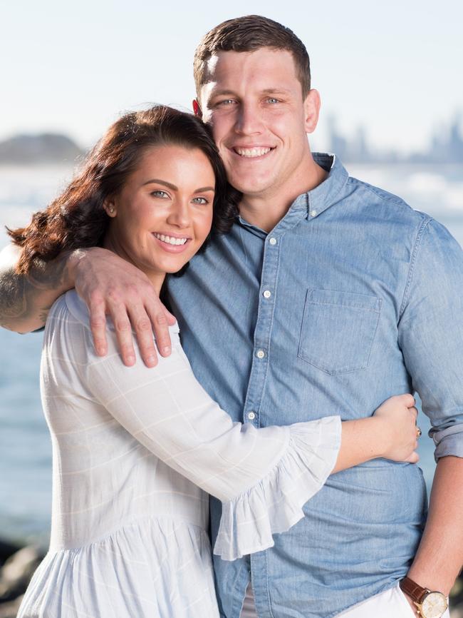 Courtney Thorpe and Jarrod Wallace at home on the Gold Coast