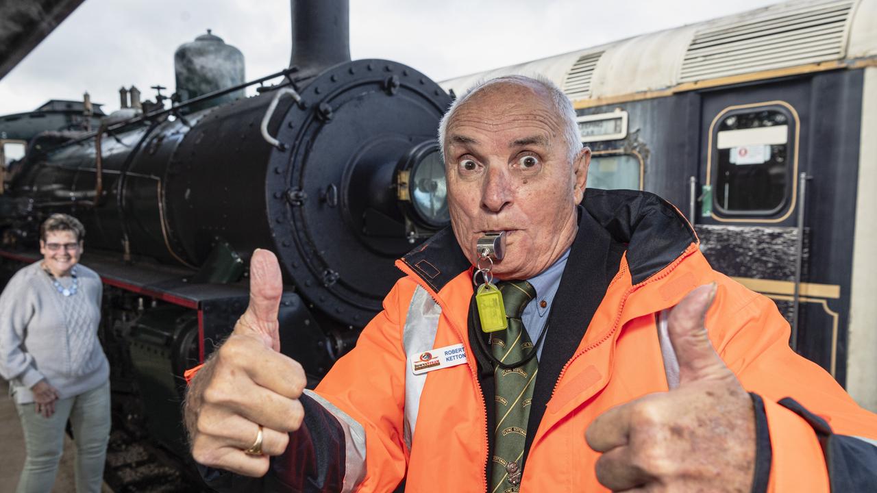 Ros Scotney and Robert Ketton as DownsSteam Tourist Railway and Museum have received accreditation to take passengers on the main line, Thursday, May 2, 2024. Picture: Kevin Farmer