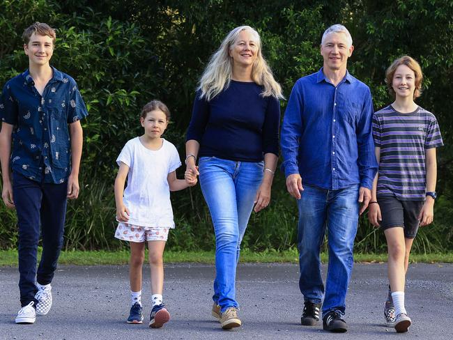 Byron Vallentine and Anthea Dare with their children Taran, Kaiya and Naomi Vallentine