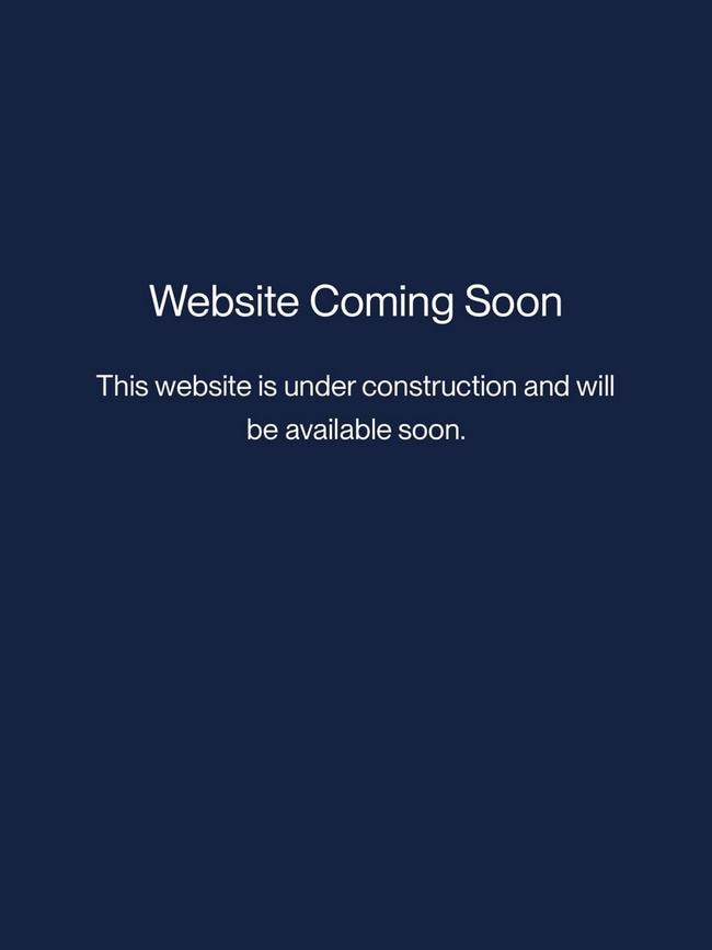 The information on the website was removed on Friday and replaced with the message “website coming soon”. Picture: Supplied