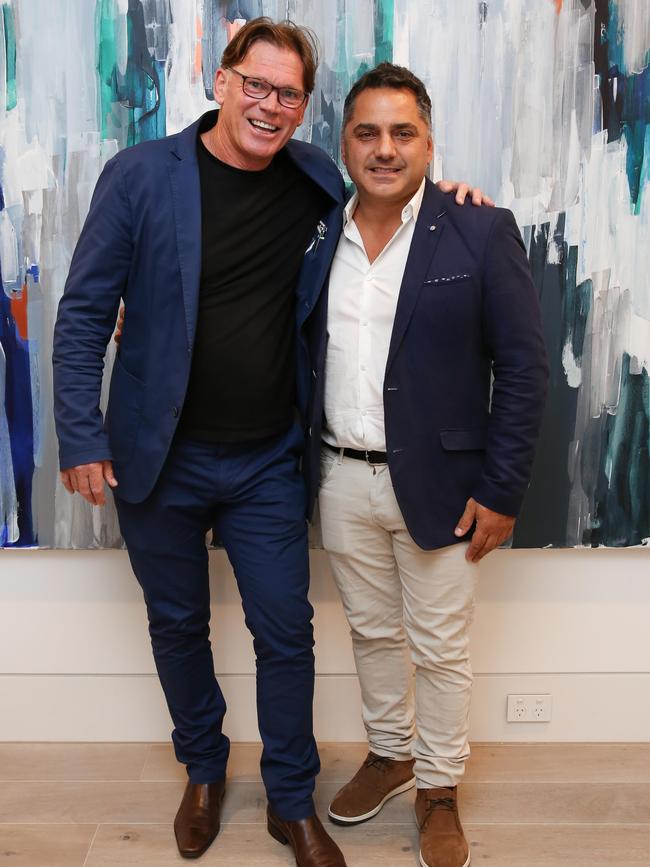 Rod Butterss and Rob Maisano at the Simonds Consolidated/RT Edgar showcase of 7 Teringa Road, Toorak, a $17 million development. Picture: Supplied/Karon Photography/RomanoBeck