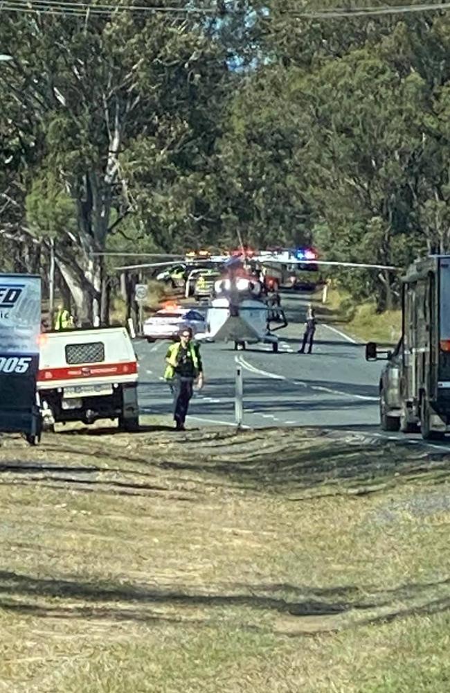 A bus and a car have had a head on crash on Mundoolan Rd, Mundoolan just past Jimboomba woods. Picture: Teal Baunach/Facebook