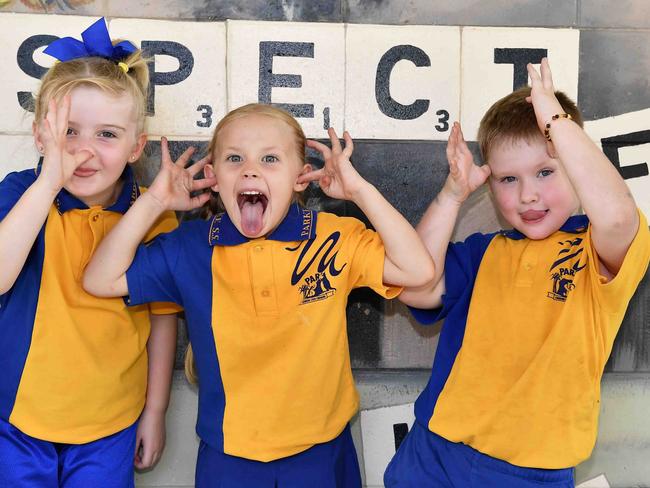 My First Year: Parke State School Pres, Ayla, Isabella, Ethan. Picture: Patrick Woods.