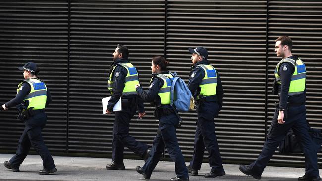 Police are crawling on the scene in Melbourne where a young woman was killed. Picture: Nicole Garmston