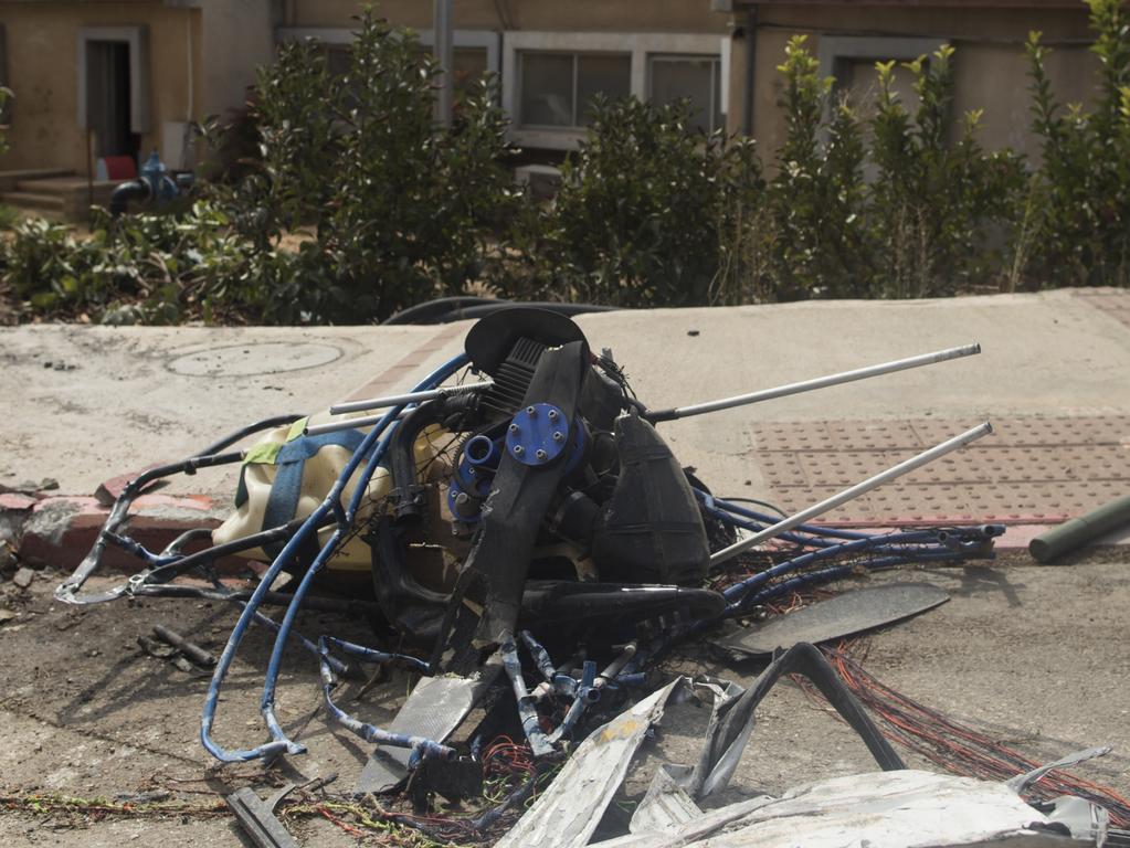 An engine of a hang glider that Palestinian militants used in an attack on a kibbutz near the border with Gaza. Picture: Getty