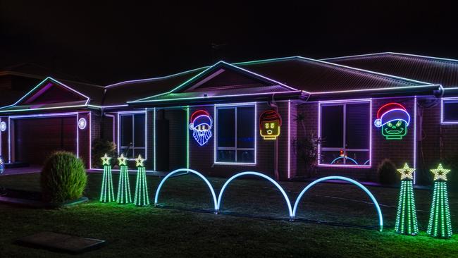 The Christmas lights display of the Scarborough family in Kearneys Spring, Sunday, December 12, 2021. Picture: Kevin Farmer