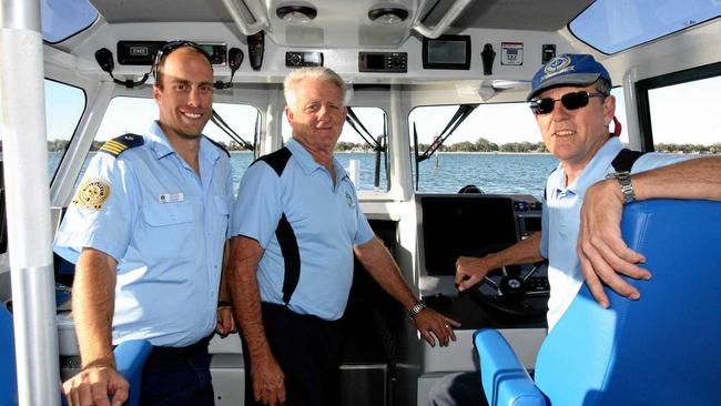 THE GANG: Nathan Gundry (L), Bob Skinner and Allan Tranter at the controls of the new vessel. Peter McNamara. Picture: Peter McNamara