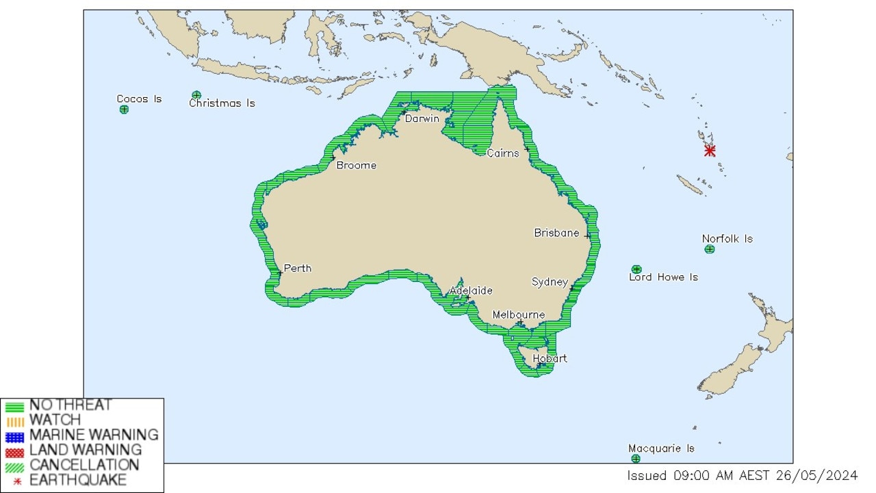 The Bureau of Meteorology has said there is no tsunami risk to Australia as a result of the quake.